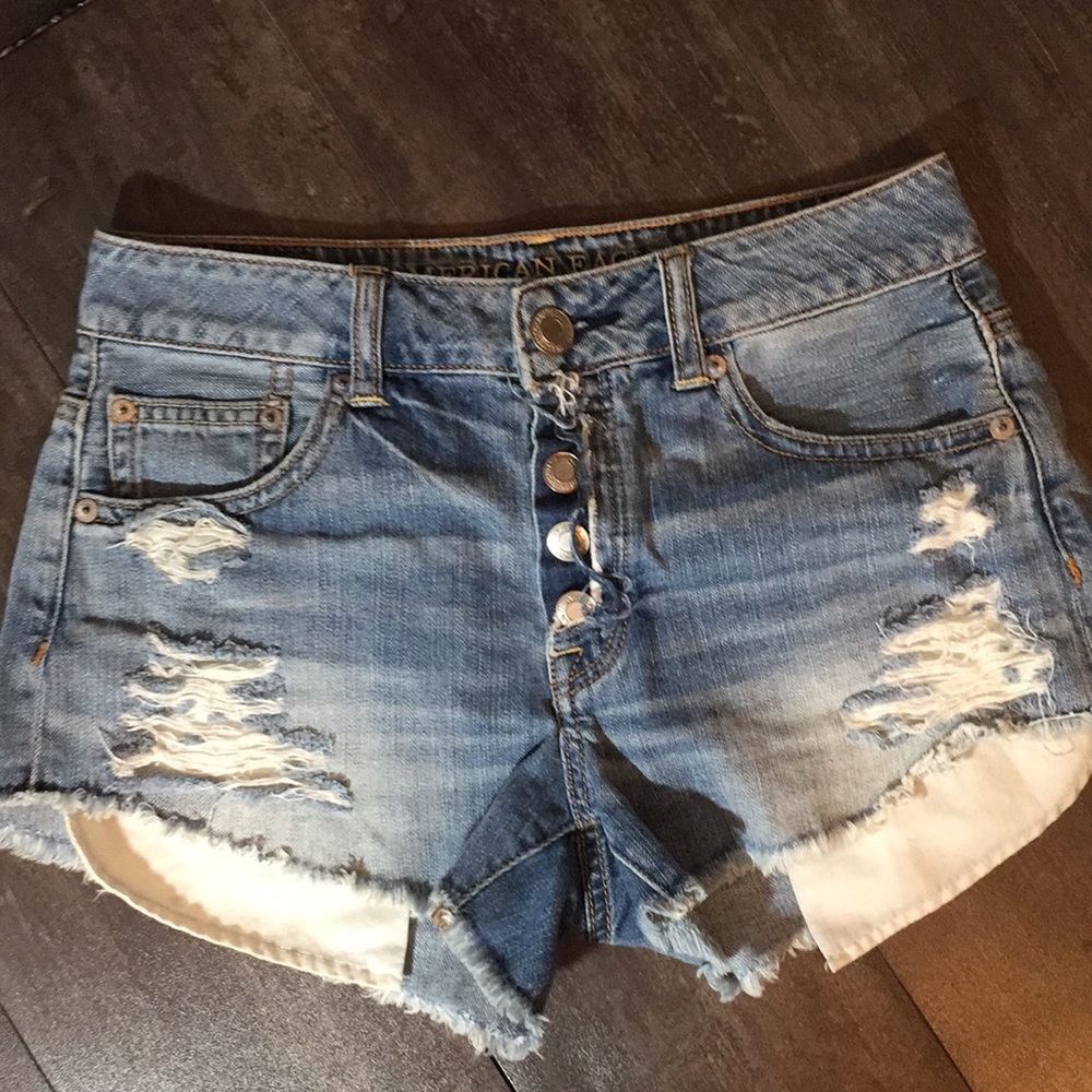 AEO hi rise festival distressed cutoff shorts sz 0